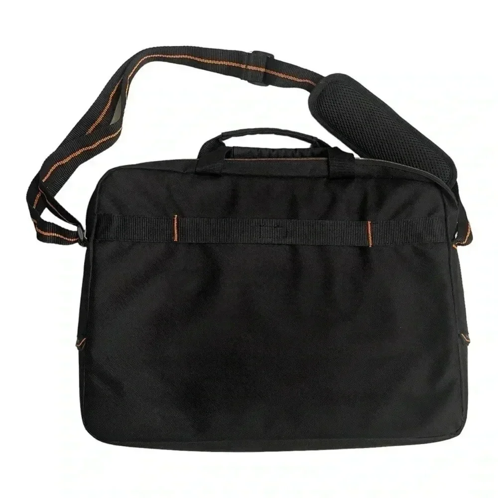 Solo Ace Slim Brief Laptop Briefcase Messenger Bag Black Orange Adjustable Strap